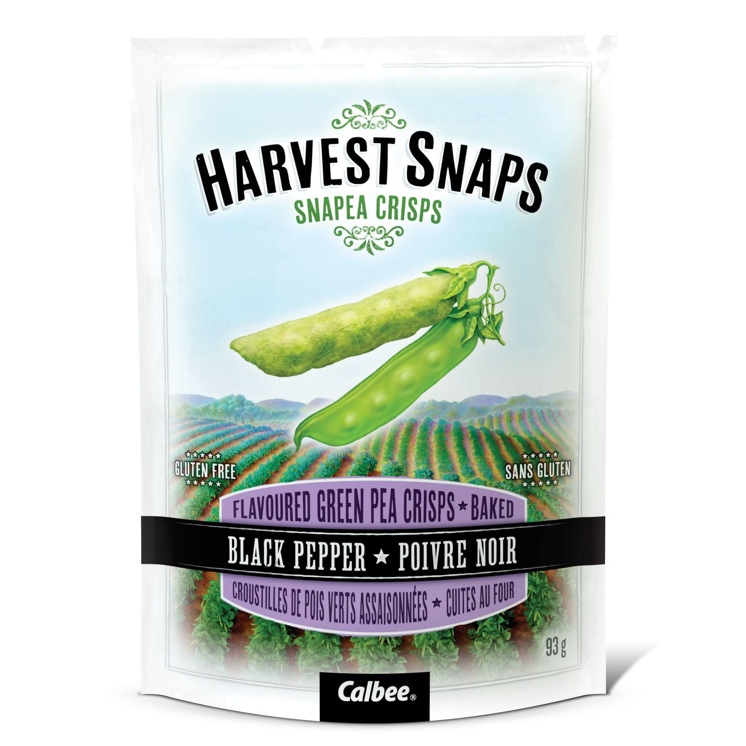 Calbee Harvest Snaps Snapea Crisps Black Pepper Gluten Free Baked Green